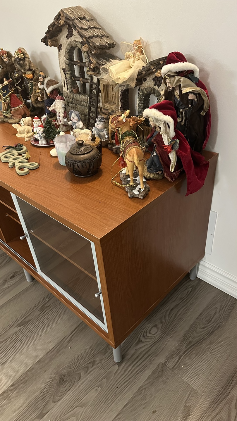 Brown TV Stand with Sliding Glass Door - photo 5