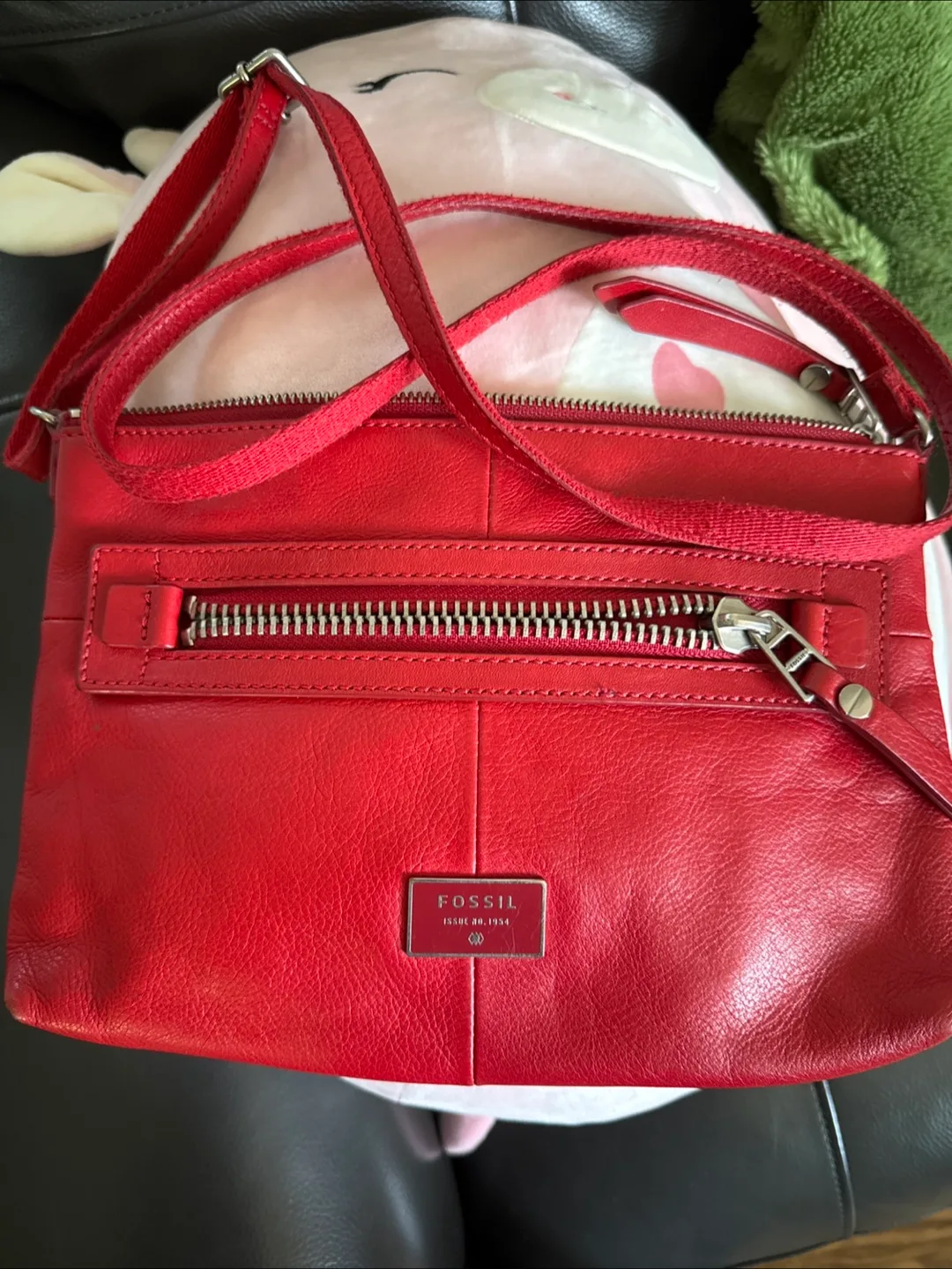 Fossil Red Leather Crossbody Bag thumbnail