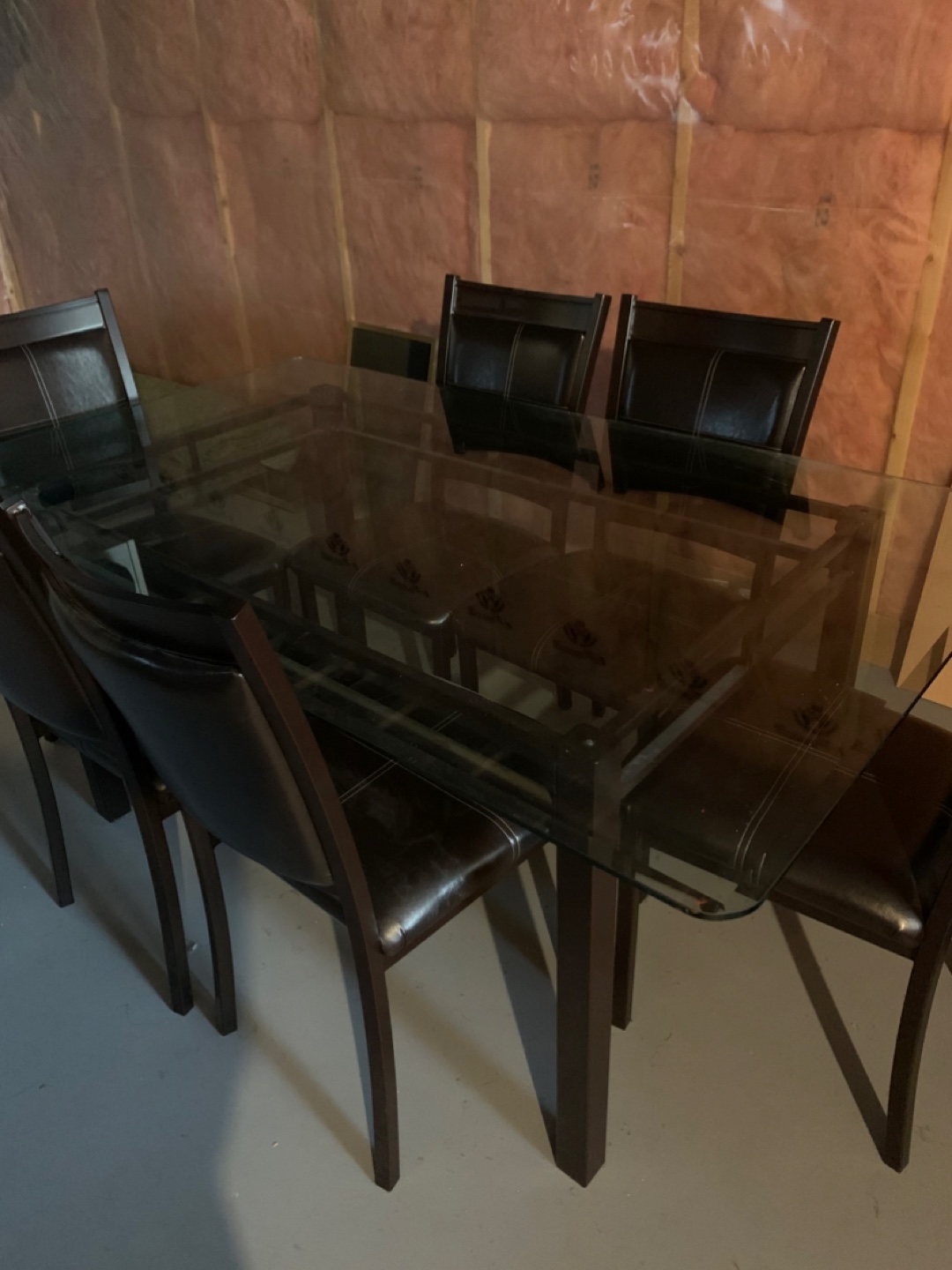 Glass Top Dining Table with 6 Chairs