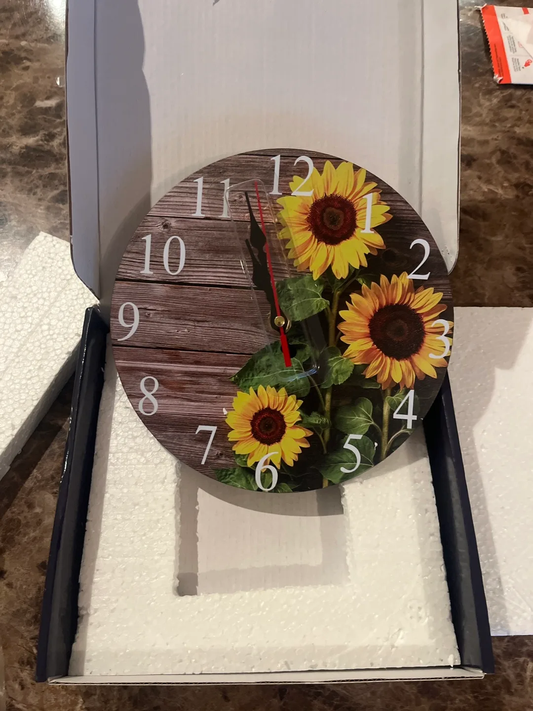 Sunflower Wall Clock - New in Box thumbnail