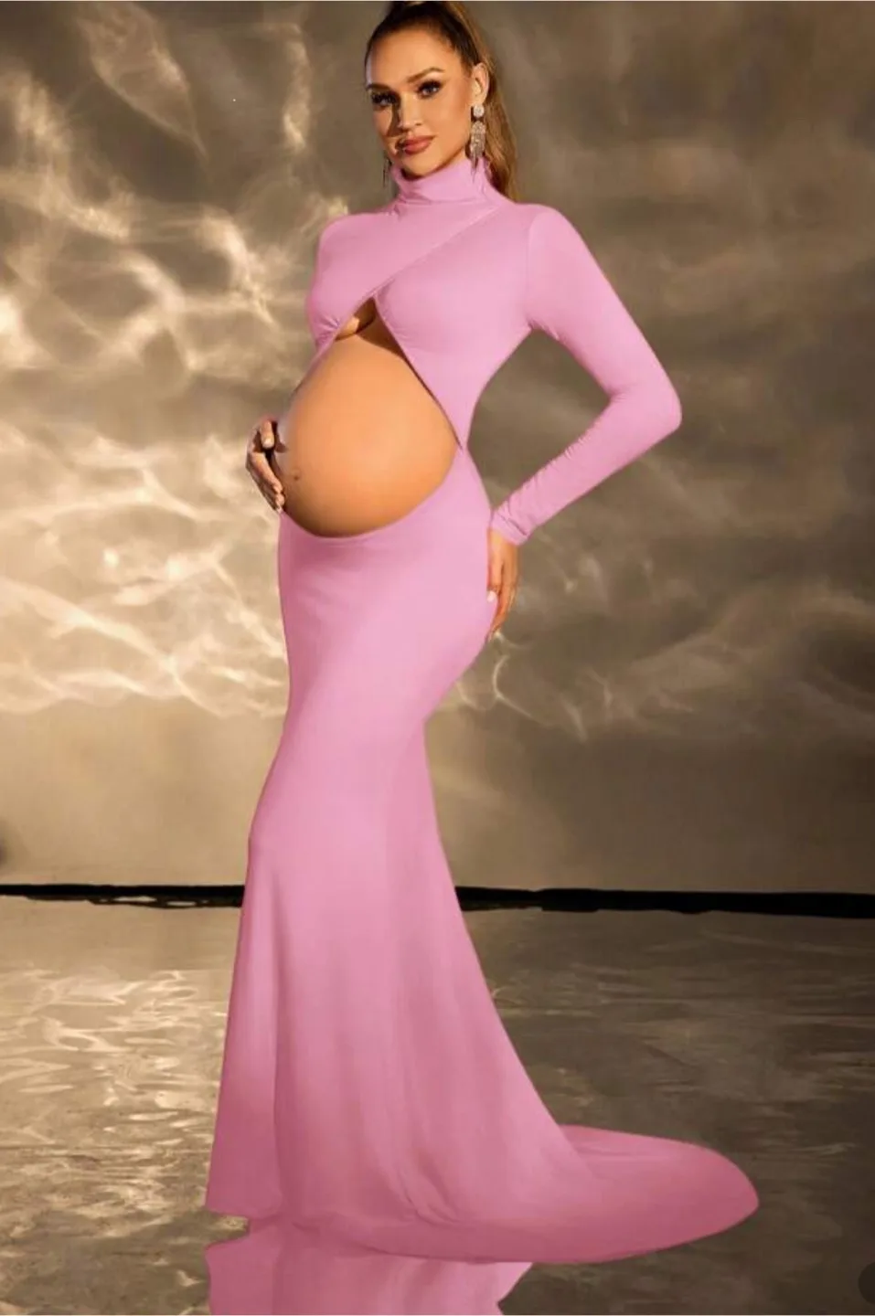 Pink Collar Maternity Dress Long Sleeve - Medium thumbnail