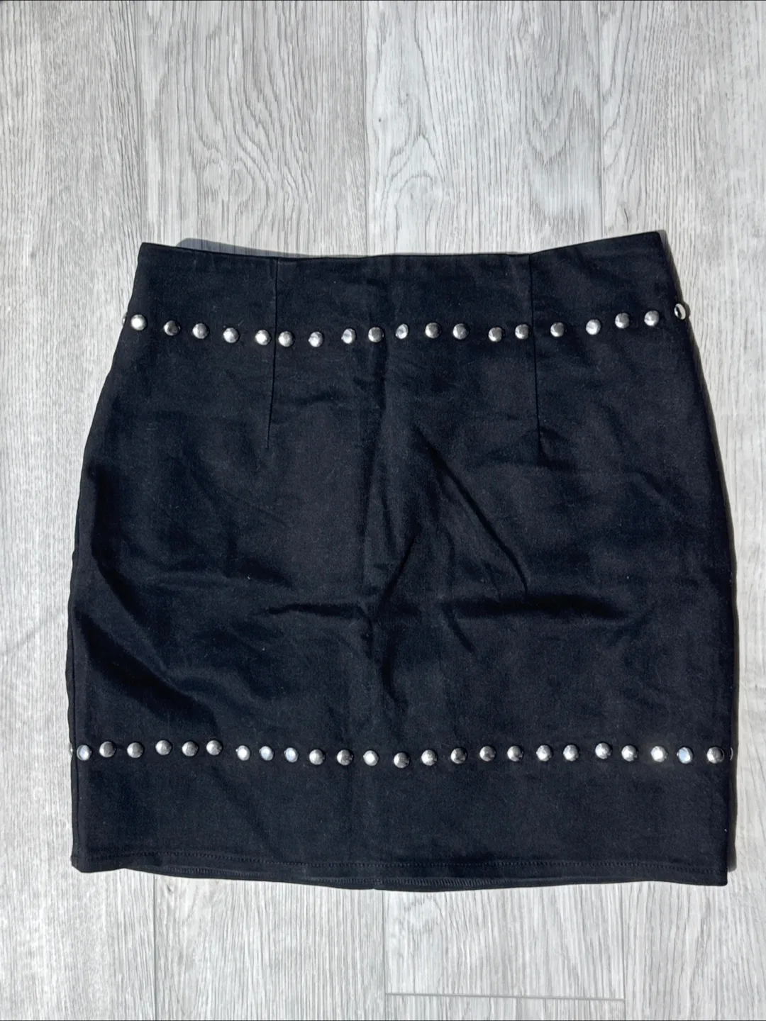 🖤 Revolve Black Mini Skirt with Silver Studs thumbnail