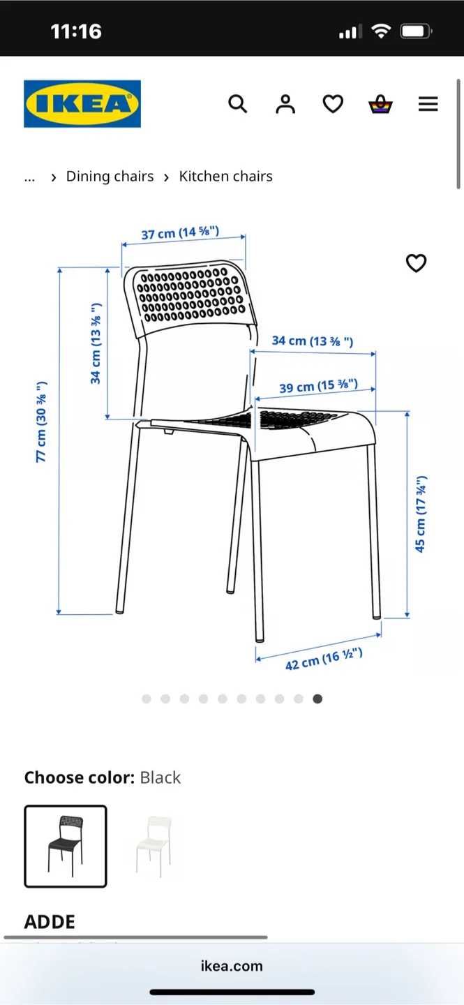 IKEA ADDE Black Chair with Red Cushions thumbnail