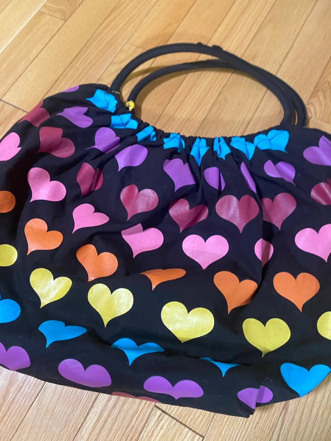Heart Print Black Tote Bag 🇨🇦🍁 thumbnail