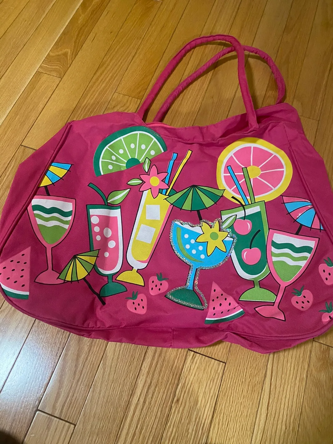 Pink Cocktail Print Tote Bag 🇨🇦🍁 image indicator(2)