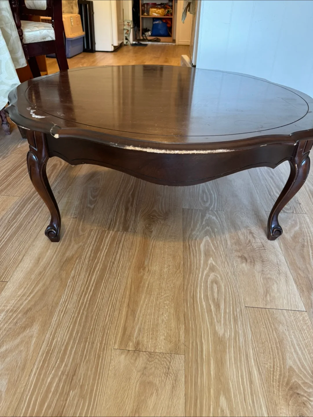 Round Dark Wood Coffee Table image indicator(3)