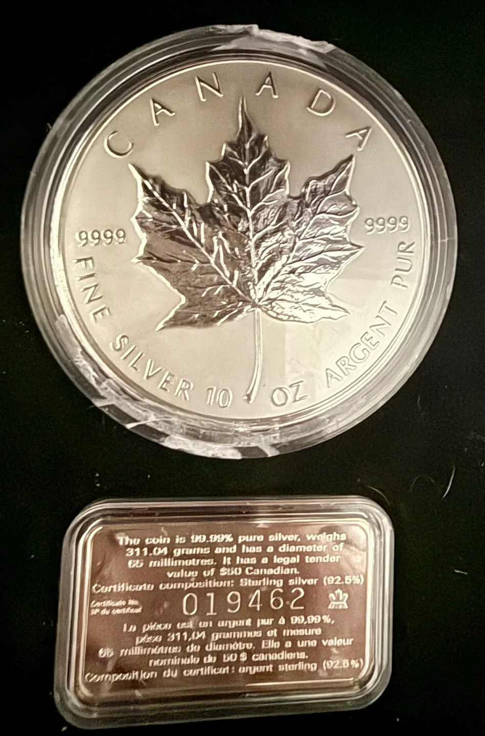 Royal Canadian Mint 10 oz Silver Coin - 1998 thumbnail