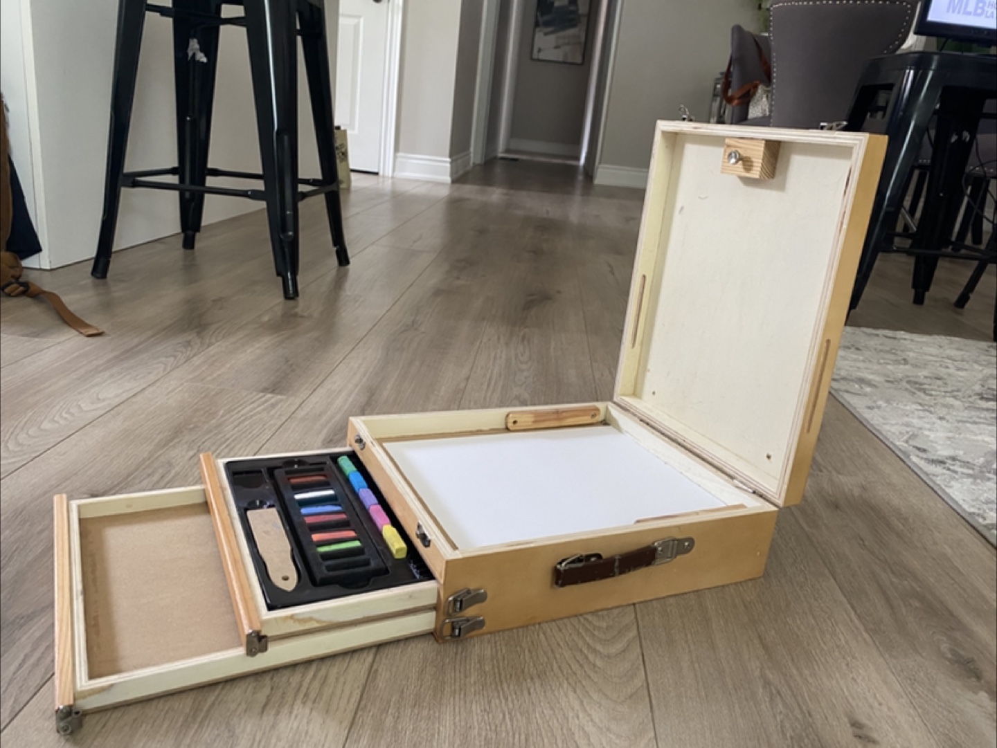 Wooden Artist's Box with Drawers