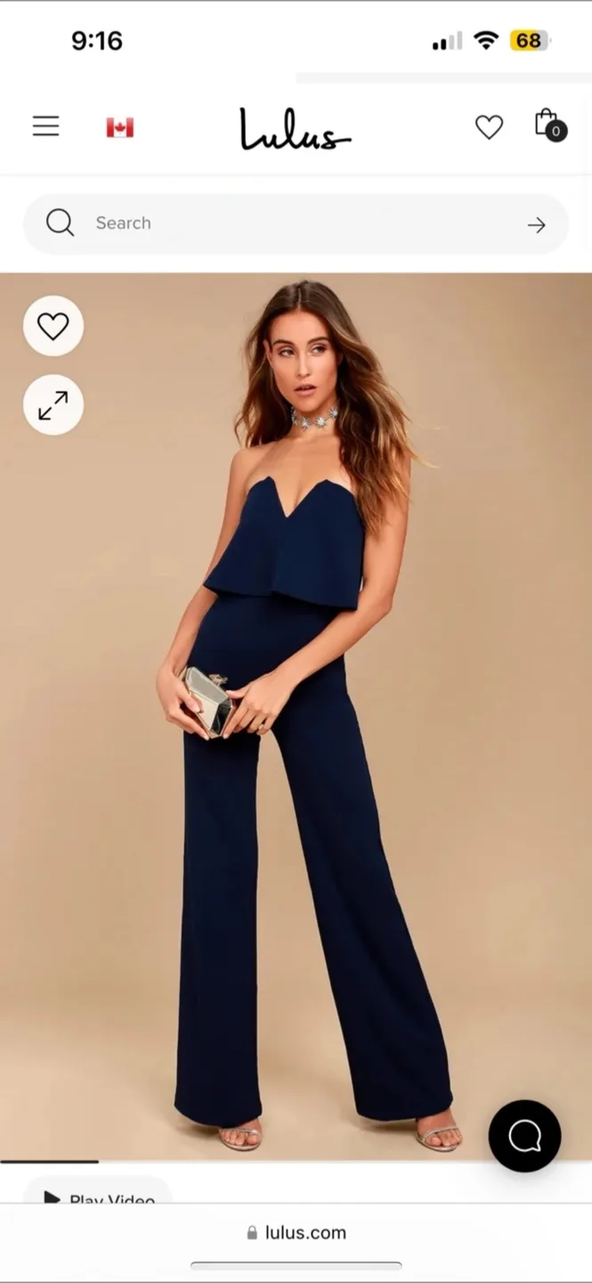 Lulus Power of Love Navy Strapless Jumpsuit thumbnail