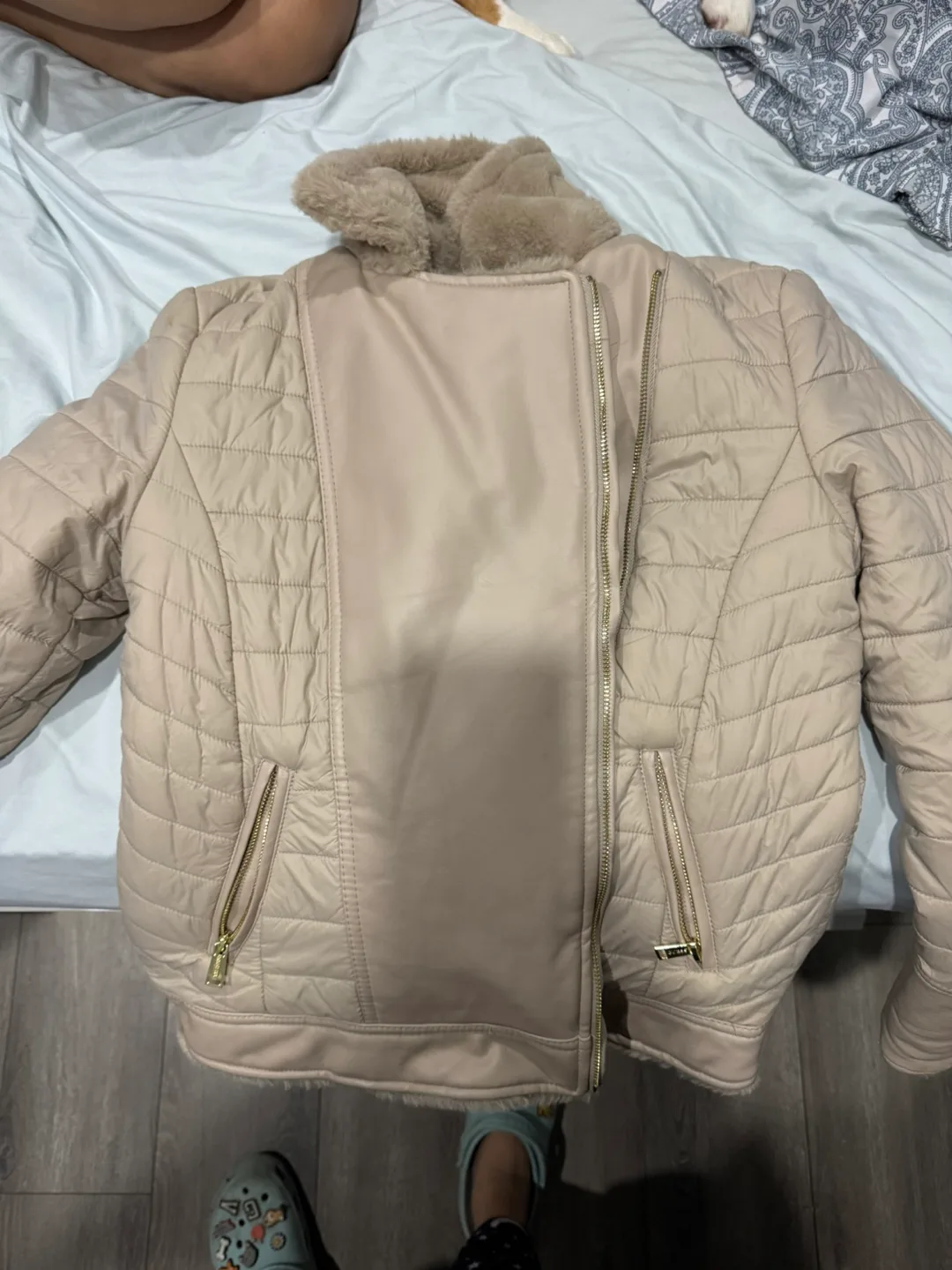 Guess Faux Fur Jacket - Size Large thumbnail