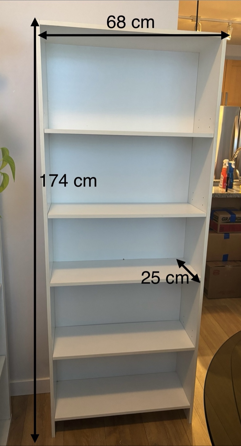 White Bookcase - 174cm Height