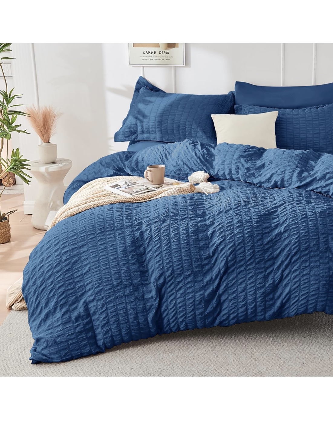 Blue Textured Comforter Set with duvet cover - photo 2