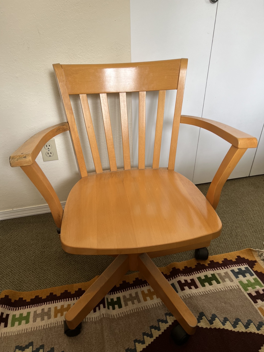 Wooden Office Chair with Armrests