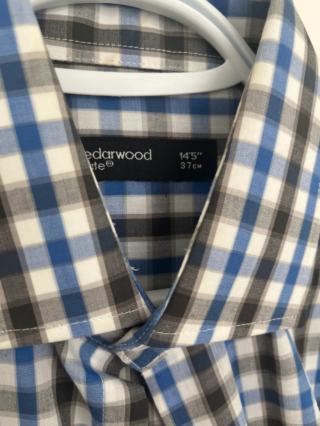 Cedarwood State Blue Plaid Dress Shirt - 14.5" Neck image indicator(3)
