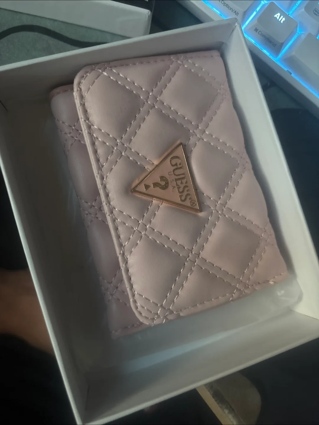 Guess Pink Quilted Trifold Wallet - New name ur price thumbnail