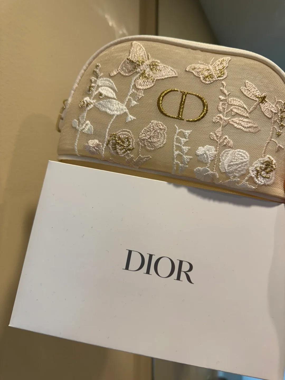 Dior Floral Embroidered Pouch with Box thumbnail