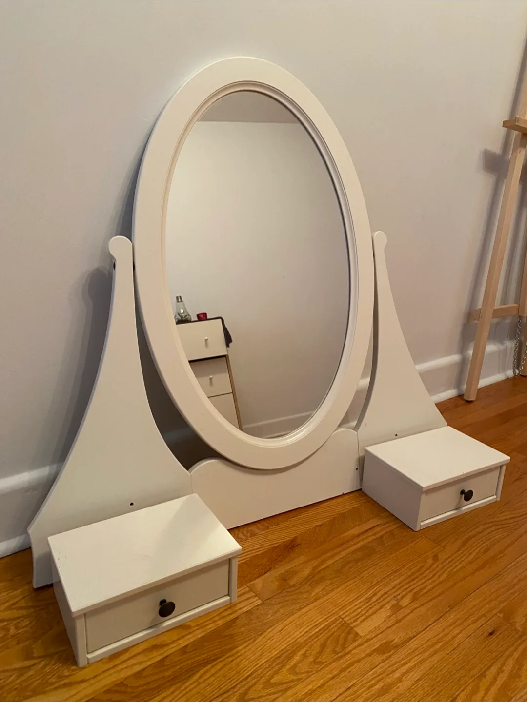 Oval Vanity Mirror with Drawers - White IKEA thumbnail