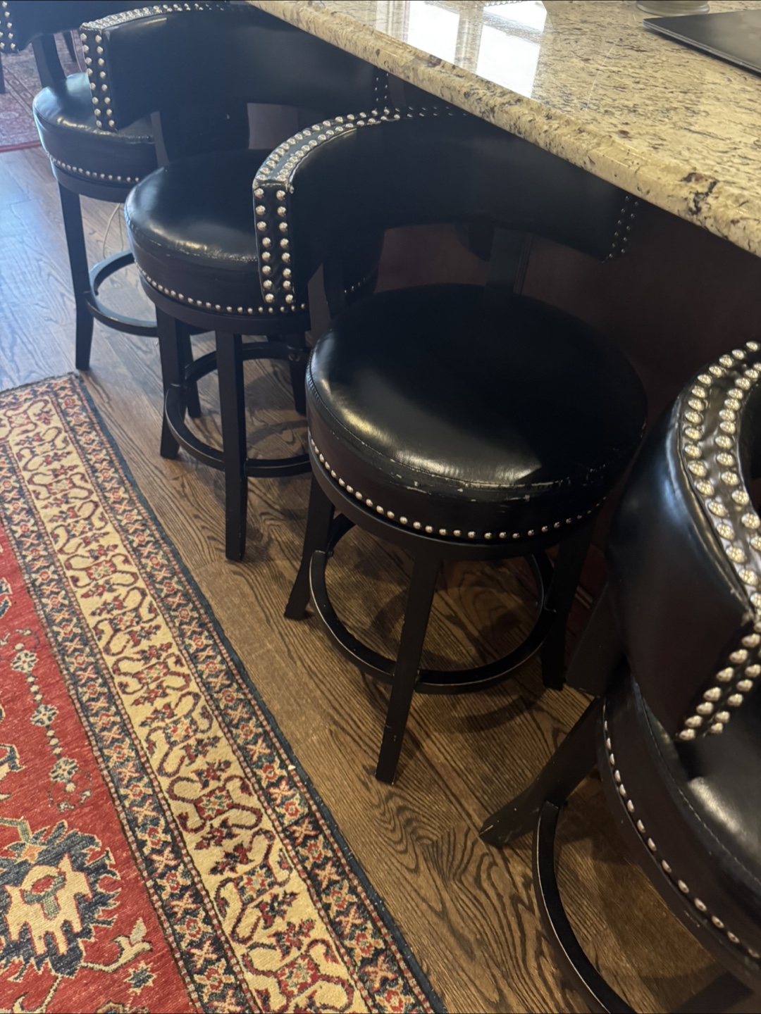 Black Bar Stools with Nailhead Trim
