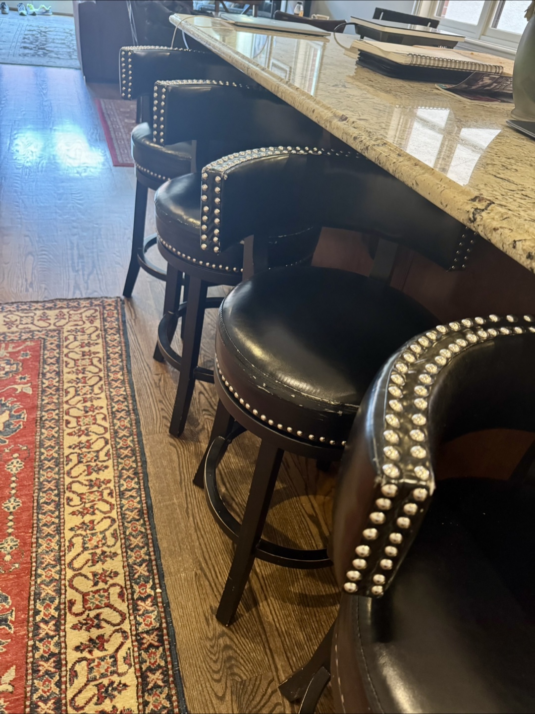 Black Bar Stools with Nailhead Trim - photo 2