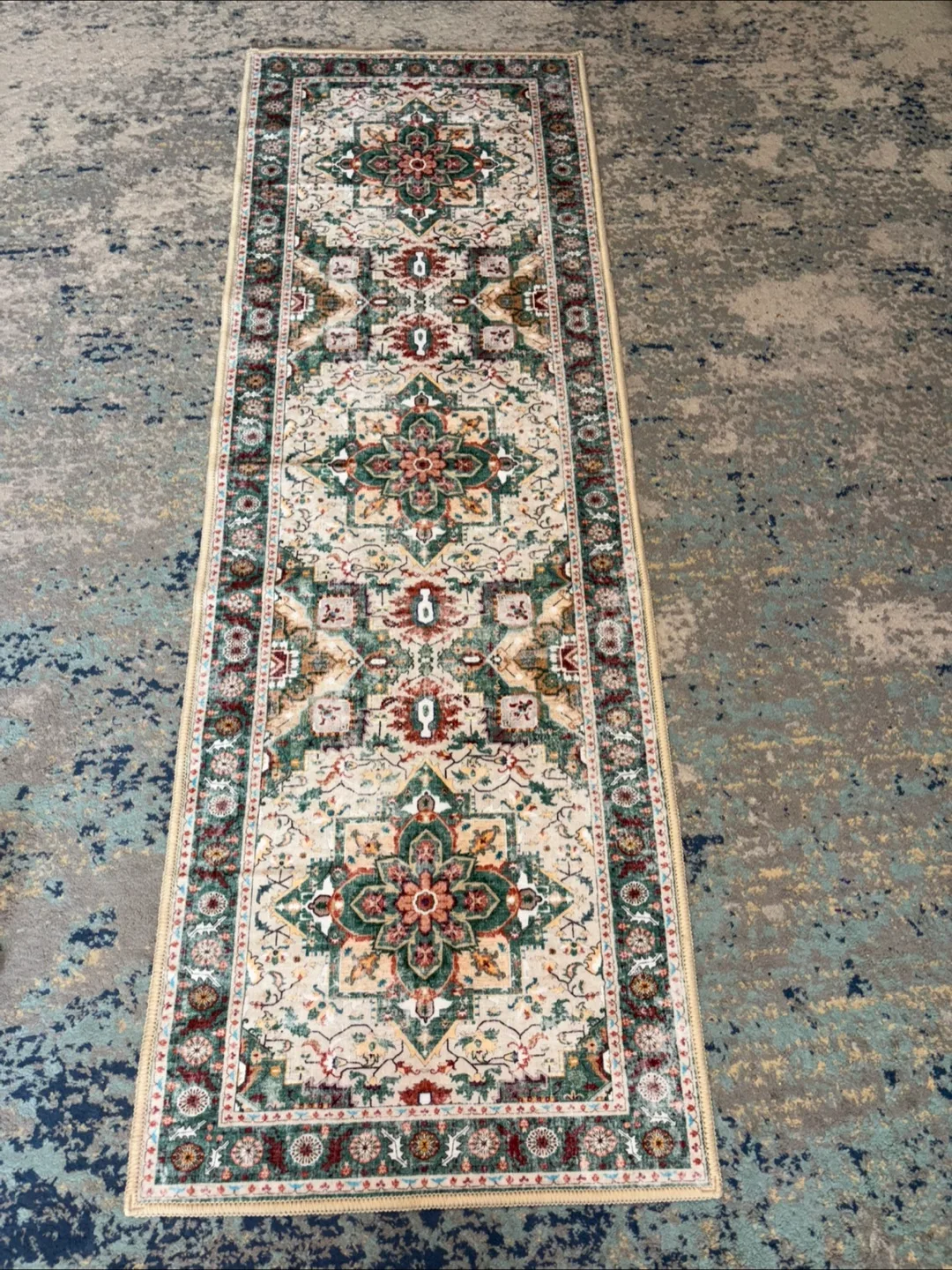 New Runner Rug 2x6, Olive green & burnt orange thumbnail