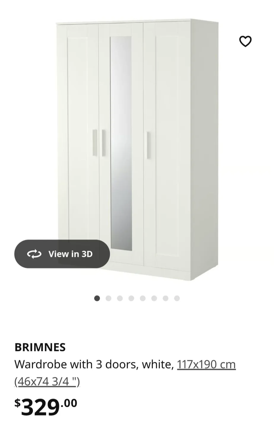 IKEA Brimnes Wardrobe with 3 Doors - White image indicator(3)