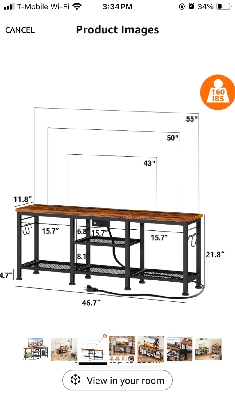 Rustic Brown TV Stand Console Table - photo 4