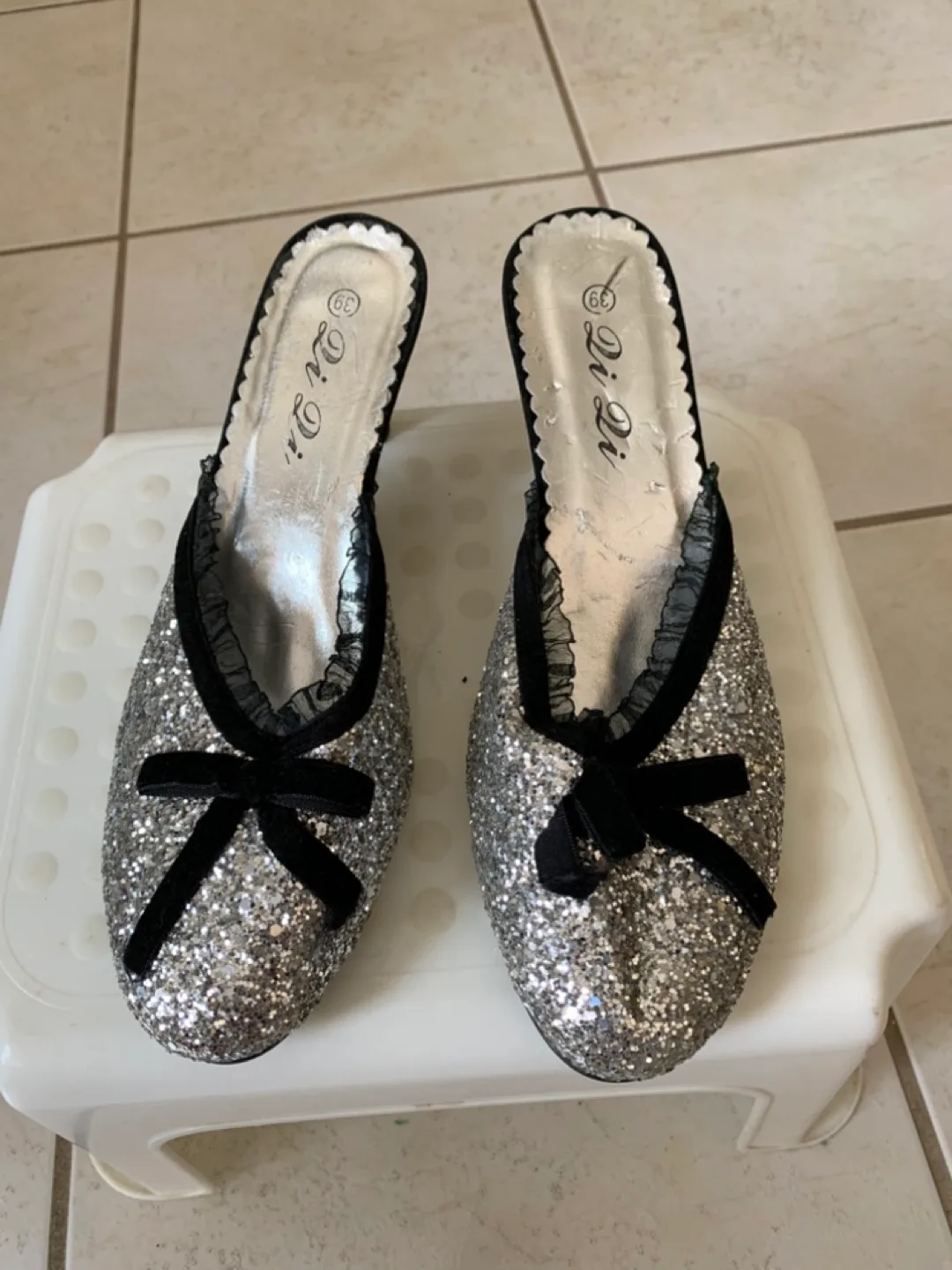 Li Di Silver Glitter Heels Sandals thumbnail