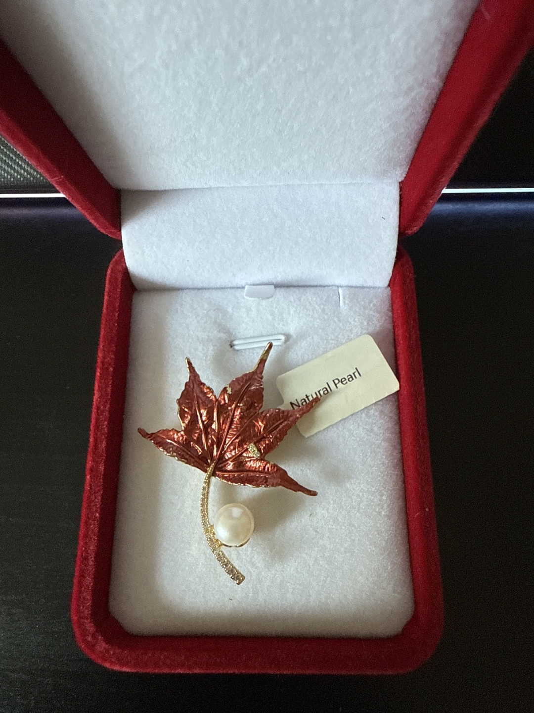 Maple Leaf Natural Pearl Brooch
