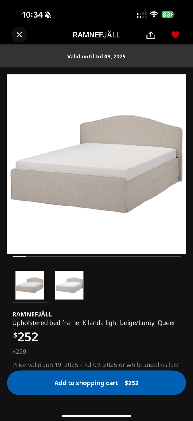 IKEA RAMNEFJÄLL Queen Bed Frame - Light Beige