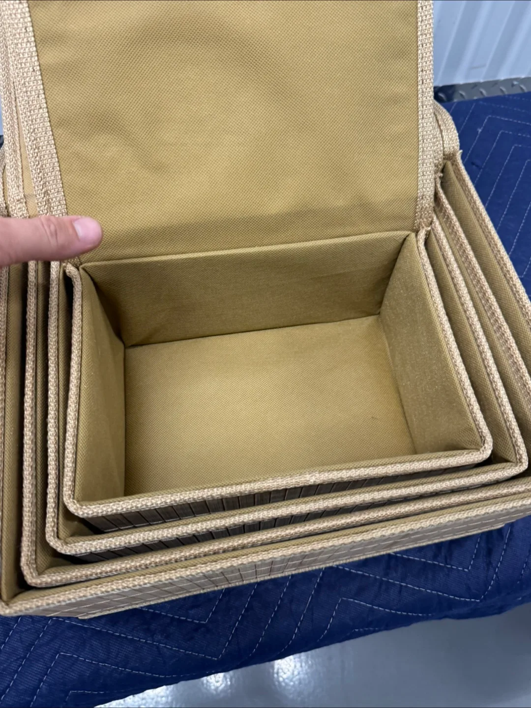 Set of 4 Nesting Storage Bins - Tan thumbnail