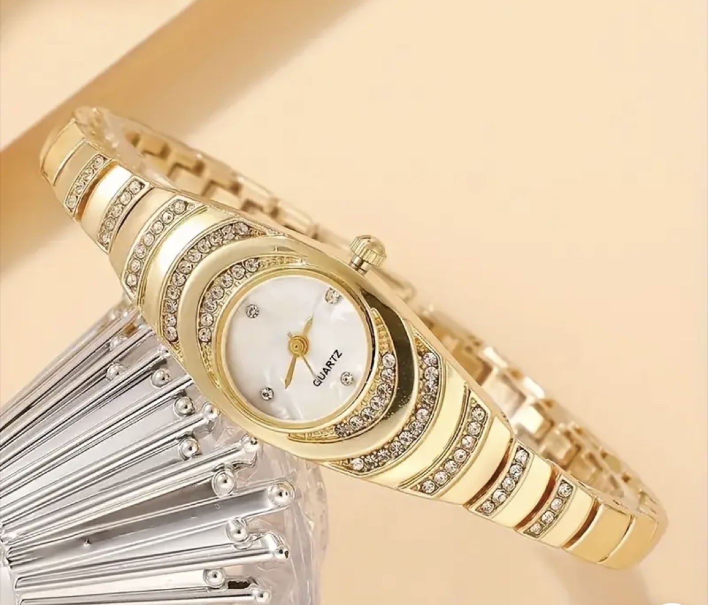 Gold Quartz Bracelet Watch