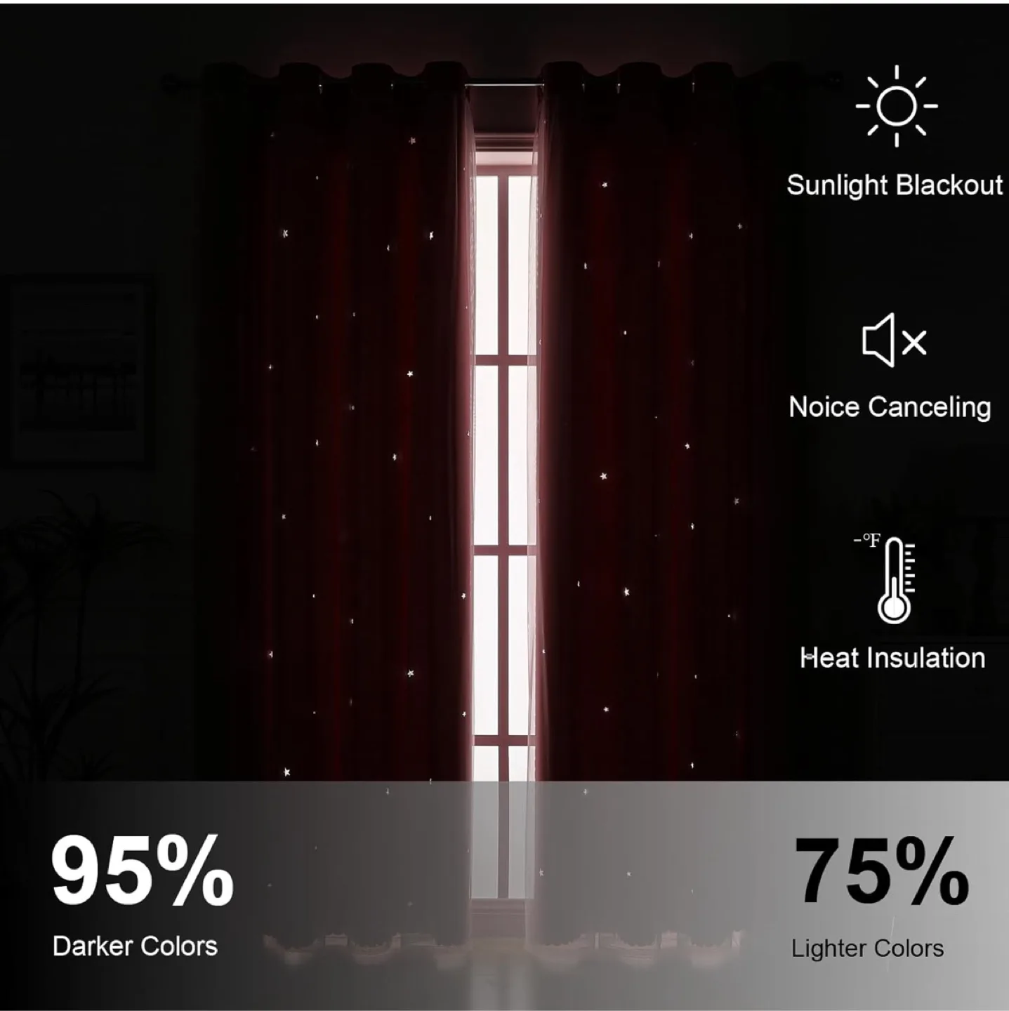 Blackout Pink Star kids room Curtains image indicator(6)