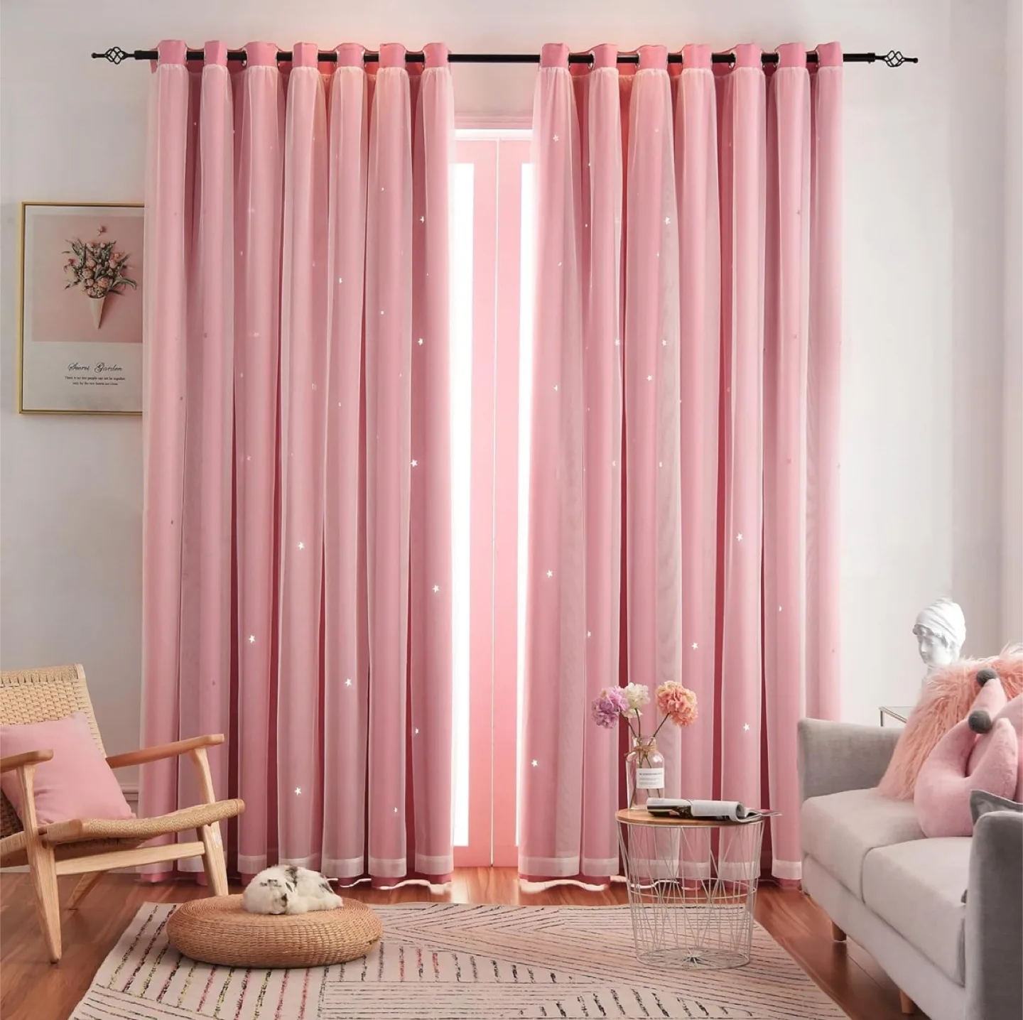 Blackout Pink Star kids room Curtains image indicator(2)