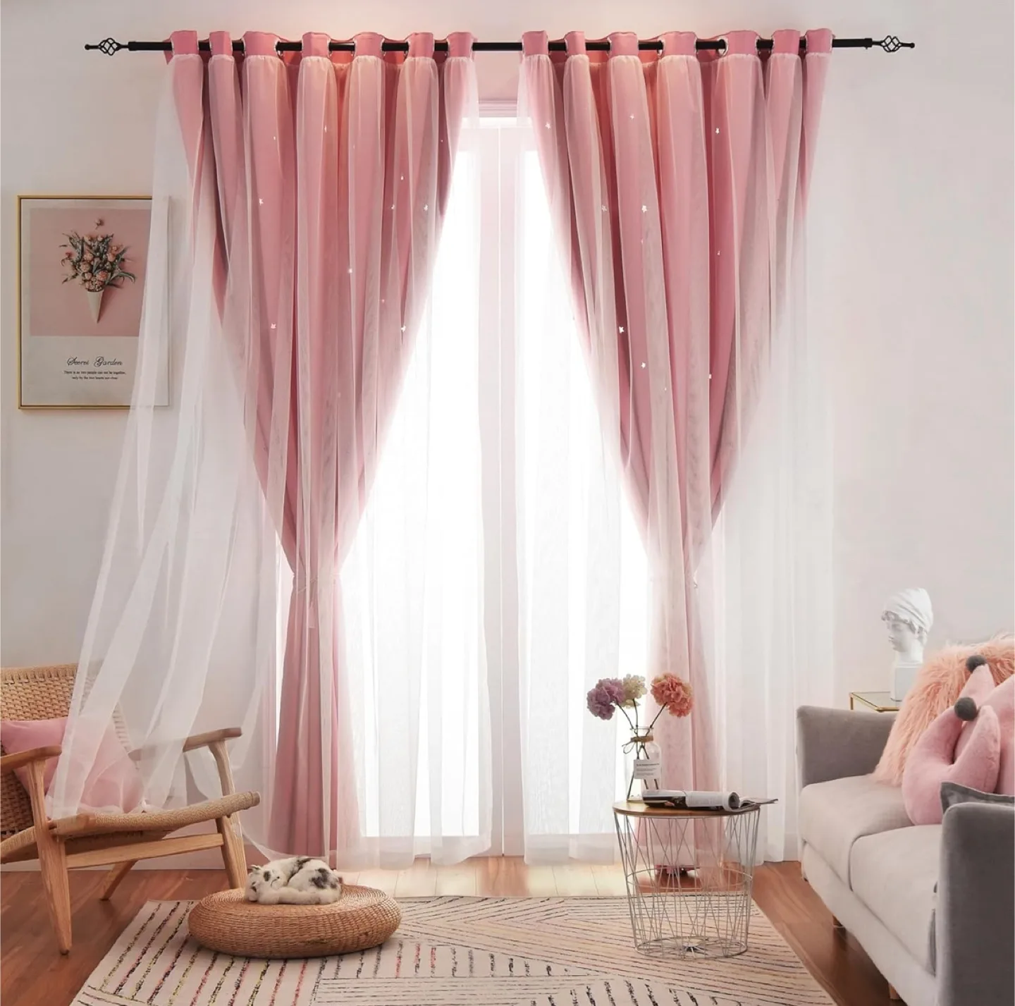 Blackout Pink Star kids room Curtains image indicator(3)