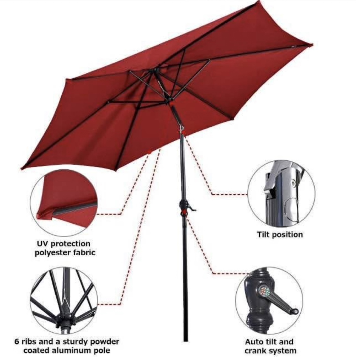 BRAND NEW Red Outdoor Umbrella - 9ft Diameter
