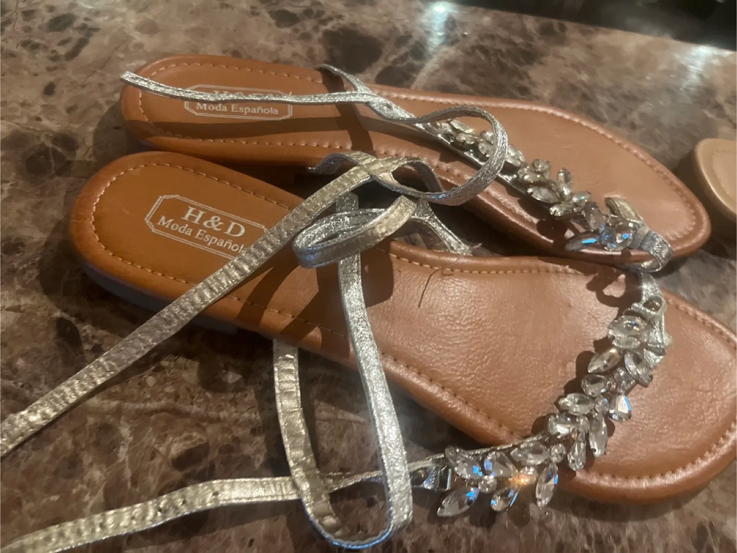 Call It Spring & H&D Sandals  LA SIZE 10 Flats with Bling image indicator(4)