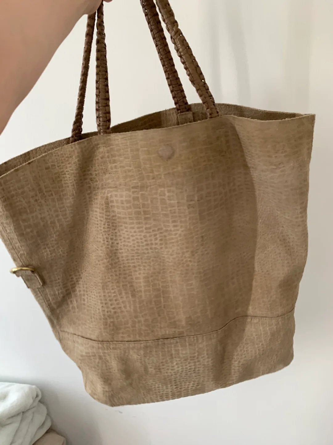 Beige Leather Tote Bag thumbnail