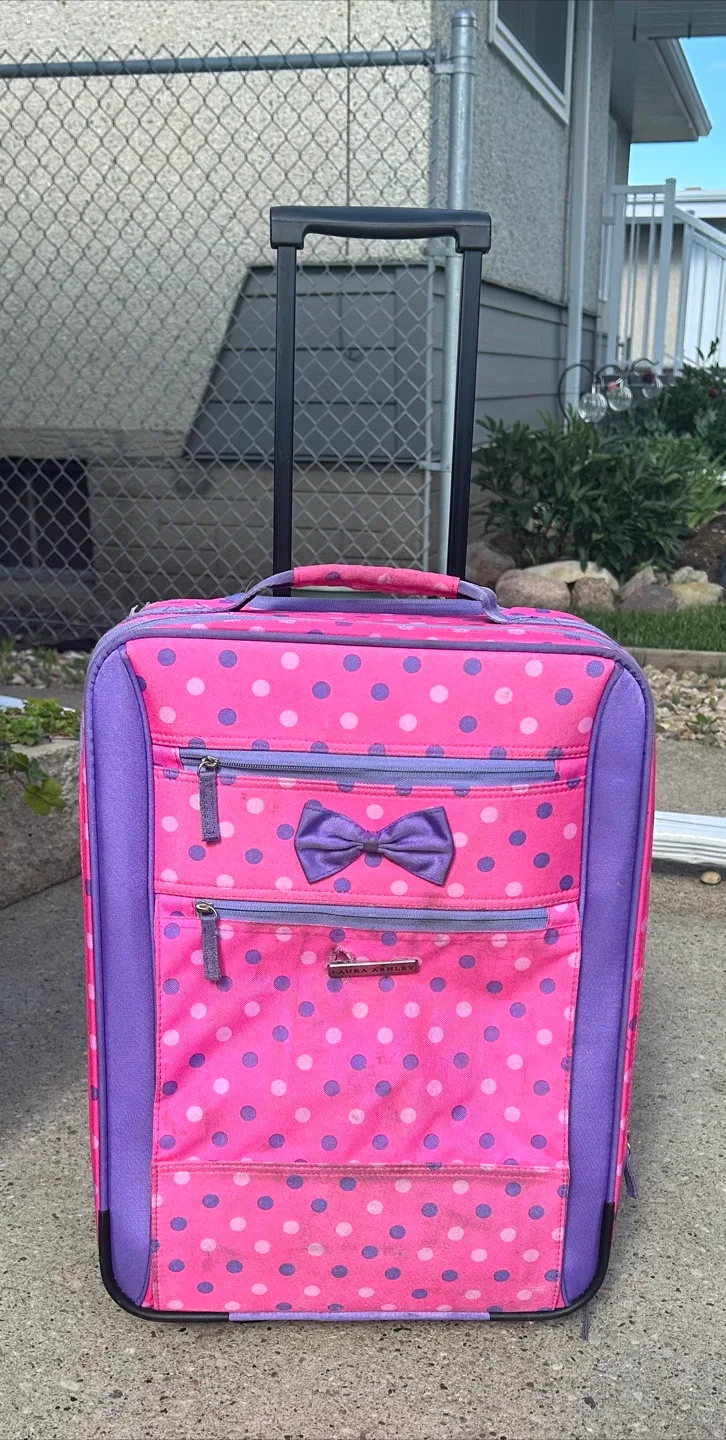 Laura Ashley Kids Pink Polka Dot Suitcase thumbnail
