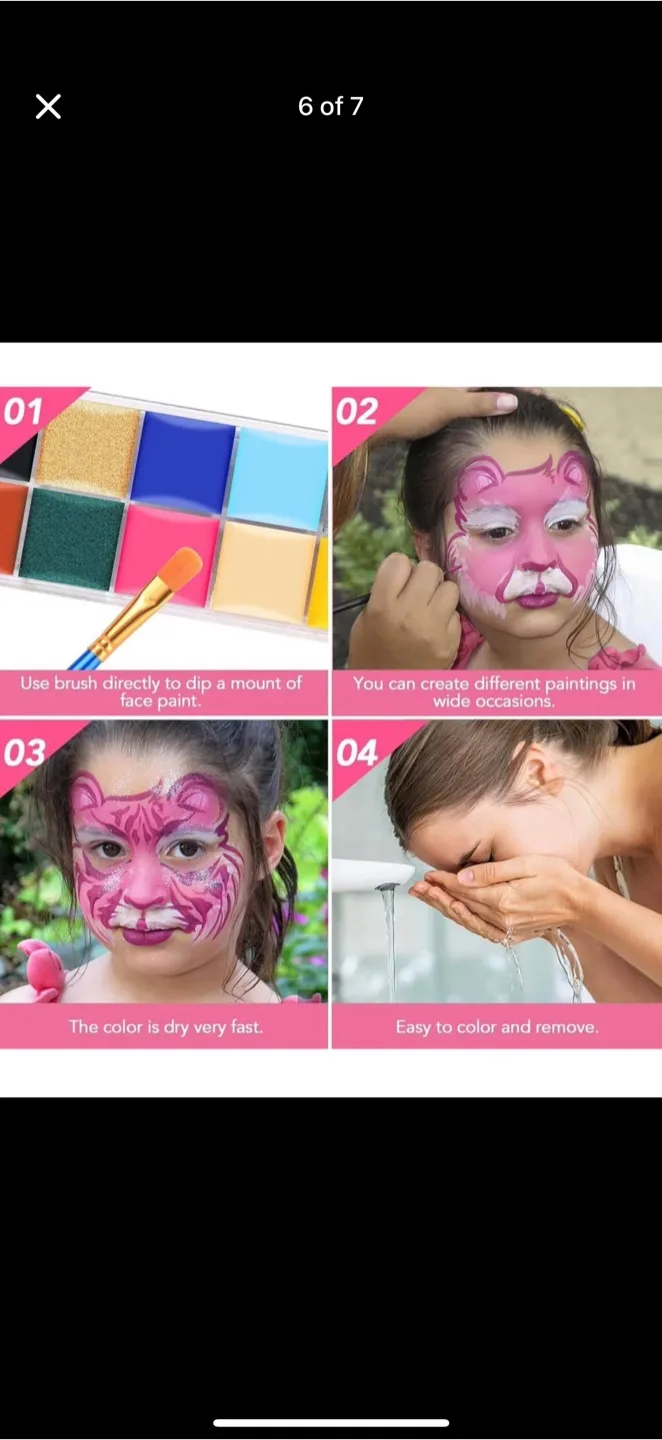 Face Paint Kit - 12 Classic Colors, Stencils, Brushes image indicator(6)