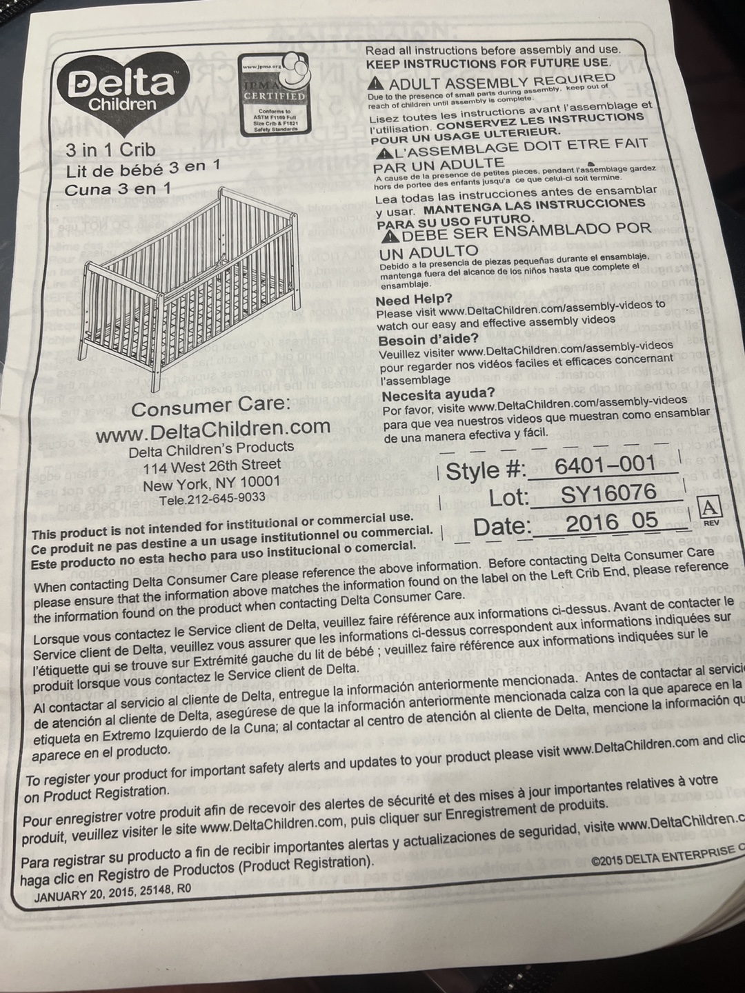 Delta 3 in 1 Baby Crib Good condition - photo 3