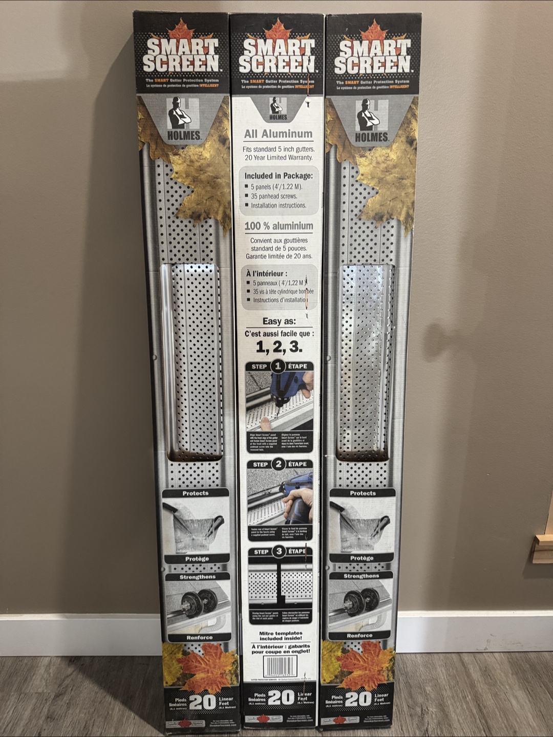 (3 pk) Holmes Smart Screen 20-ft Gutter Guards, Metallic, 5-pk - photo 3