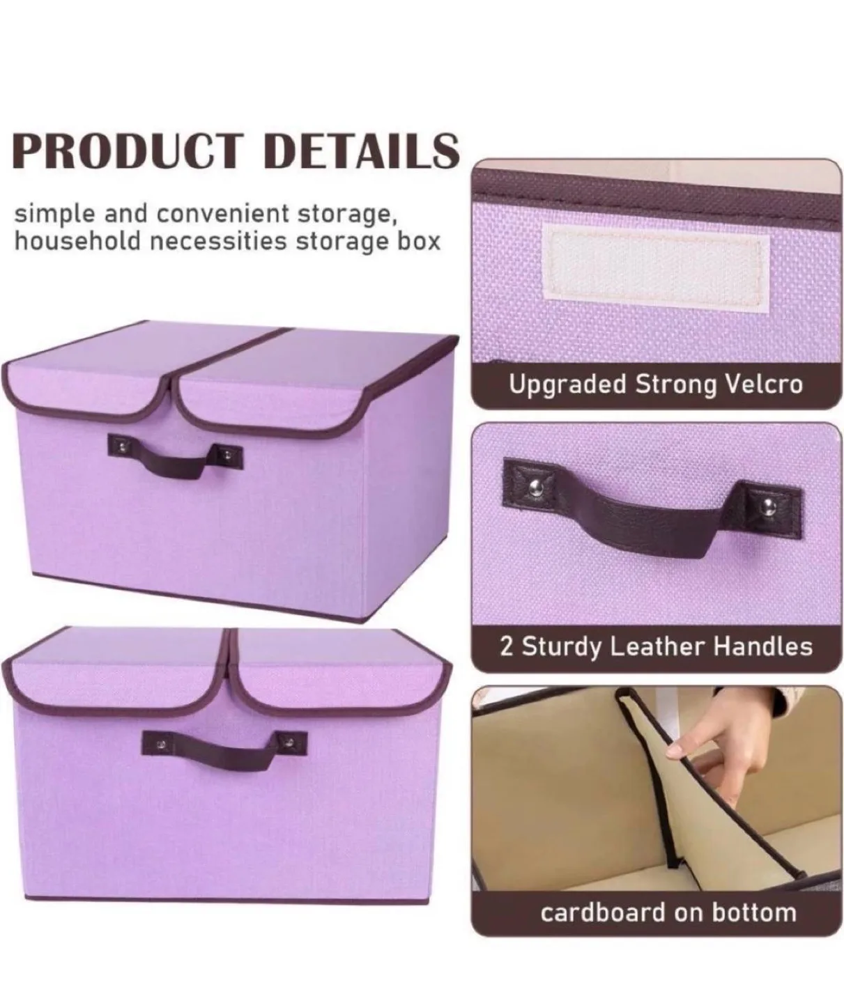 Lilac Fabric Storage Bin with Lid - 4 pcs thumbnail