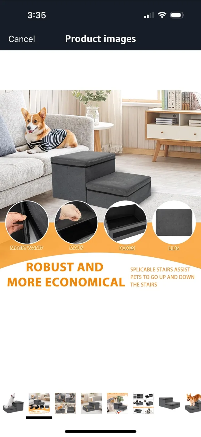 2-Step Foldable Dog Stairs - Dark Grey image indicator(6)