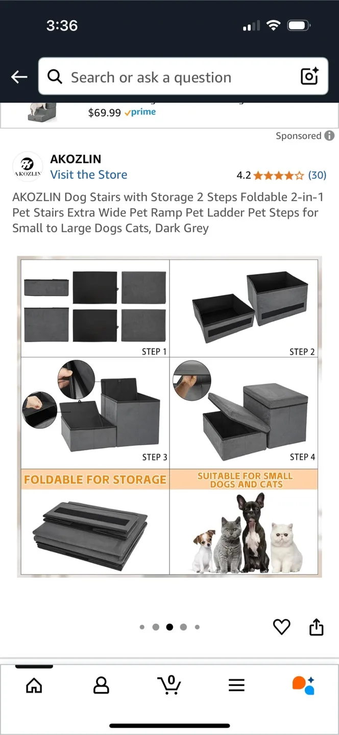 2-Step Foldable Dog Stairs - Dark Grey image indicator(5)