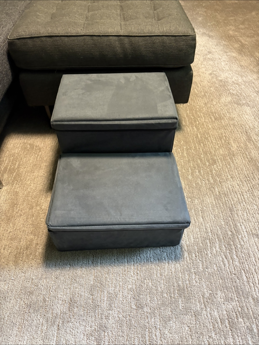 2-Step Foldable Dog Stairs - Dark Grey