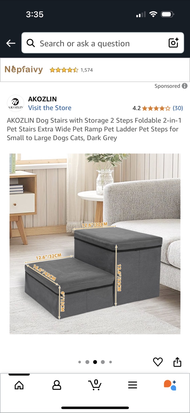 2-Step Foldable Dog Stairs - Dark Grey - photo 4