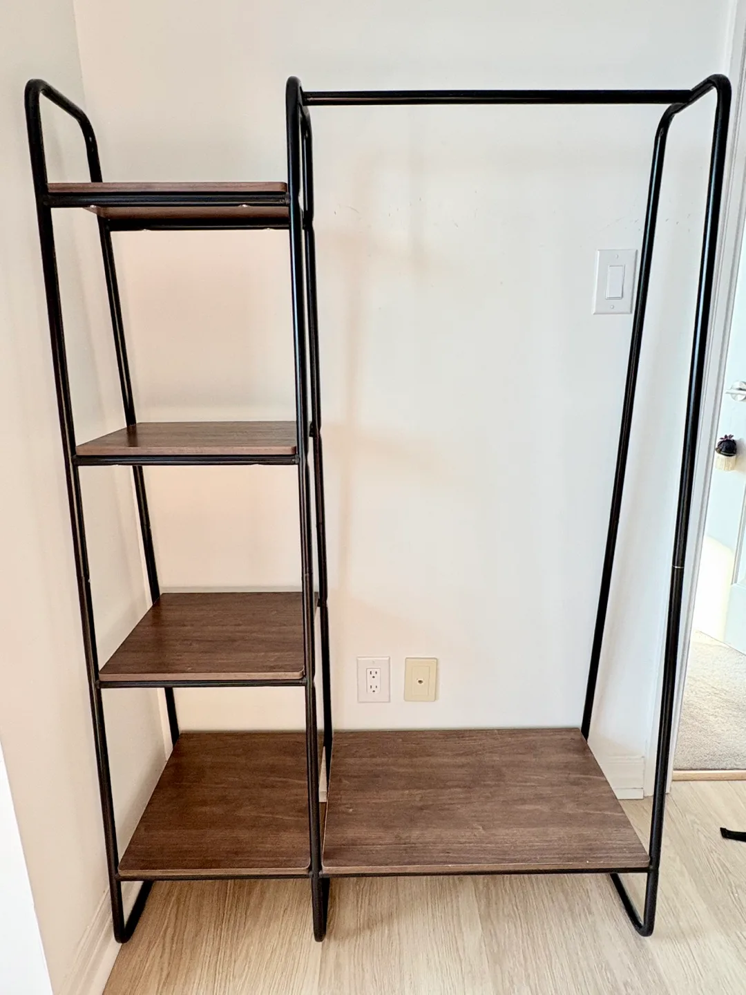 Clothes Rack with Shelves - Black/Brown thumbnail