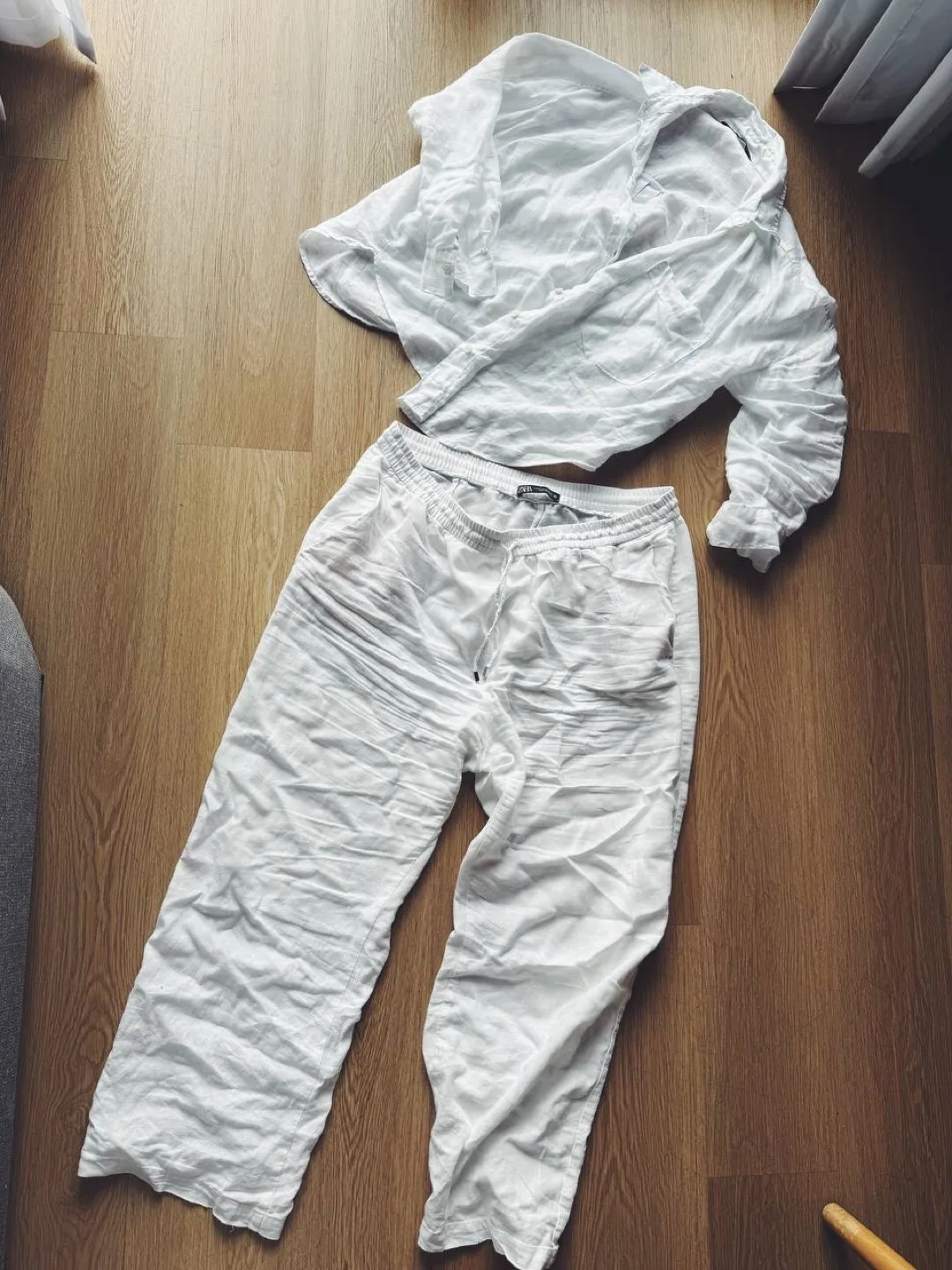 Linen Blend Set white, Zara , XL thumbnail