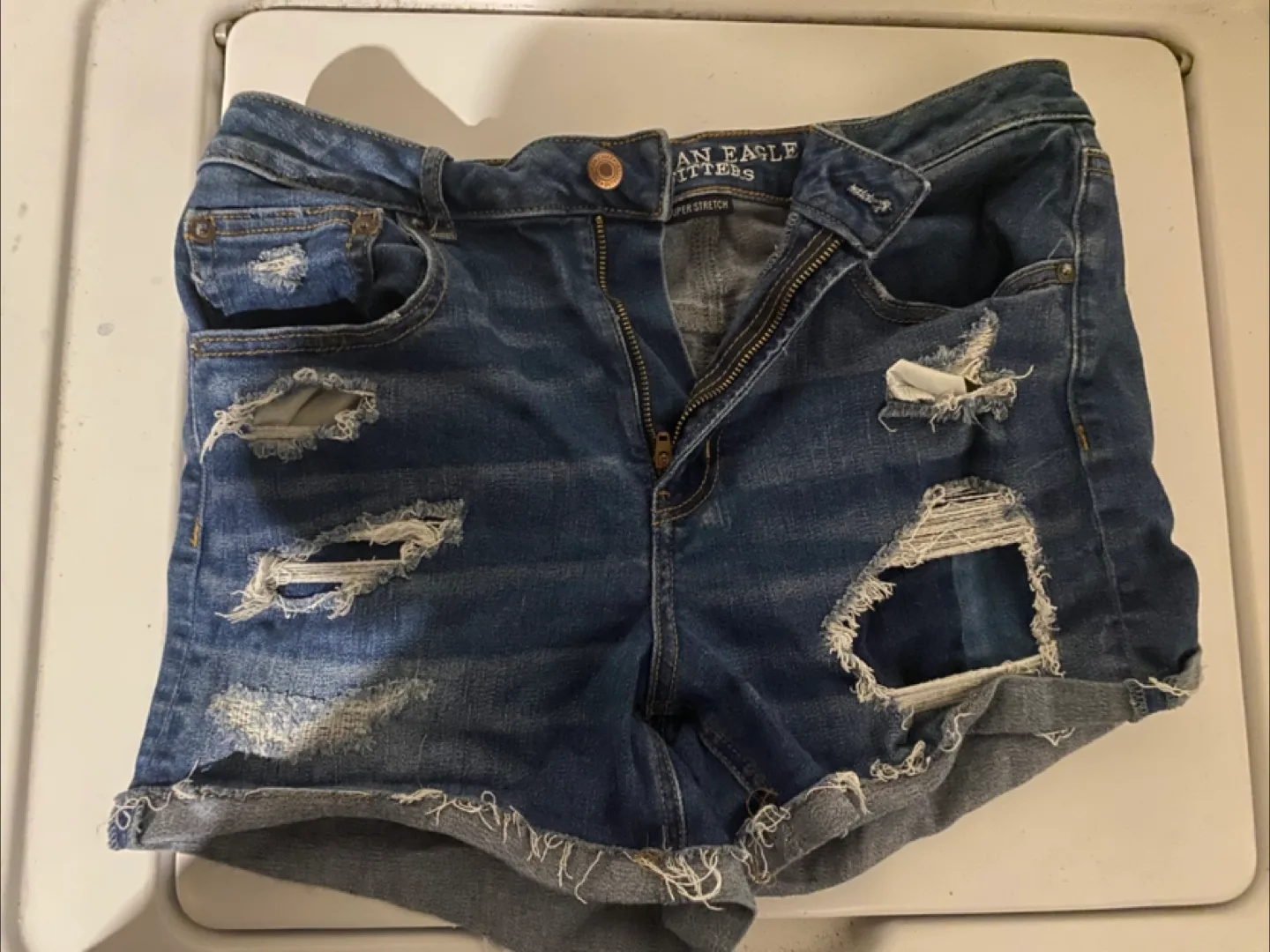 American Eagle Distressed Denim Shorts - Size 10 image indicator(4)
