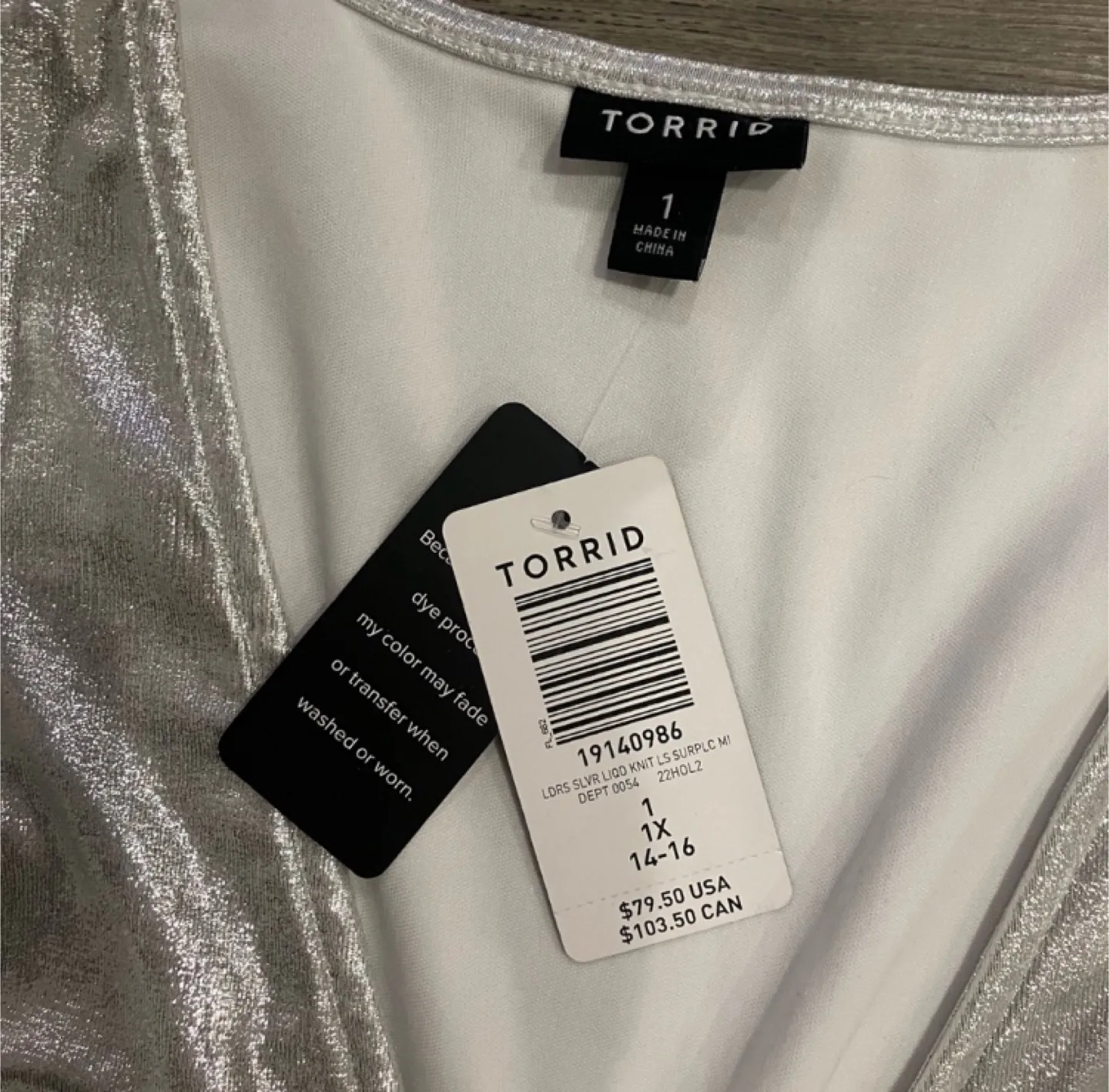 New 1X Long Sleeve Silver Dress image indicator(7)